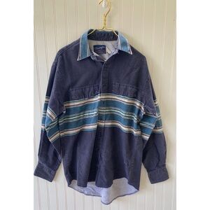 Wrangler Vintage Blue Striped BrushPopper Western Rodeo Shirt Mens Size 16 34